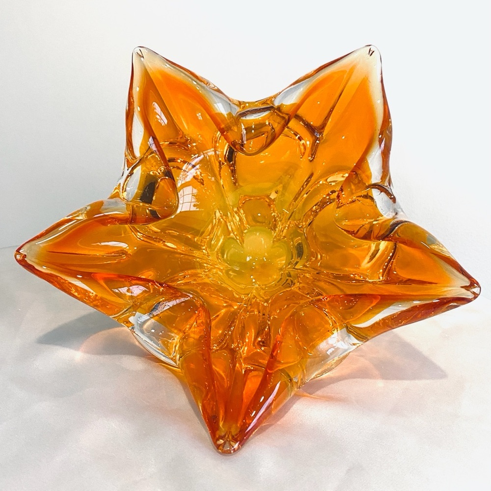 Rare Chalet Art Glass Ashtray/ Bowl Orange